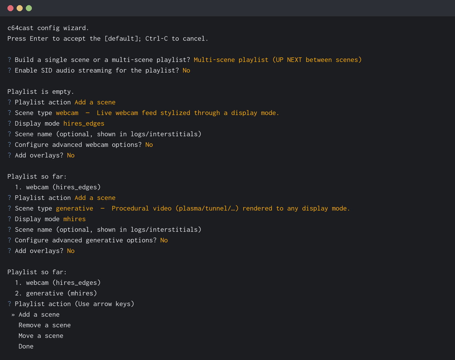 Figure 2-2. The interactive builder walking through a multi-scene playlist.