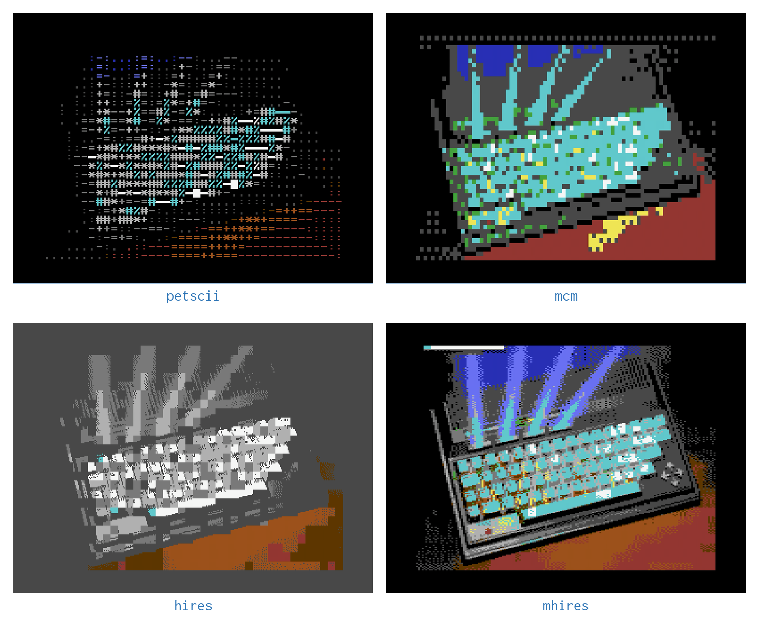 Figure 4-1. One frame, rendered in four different display modes.
