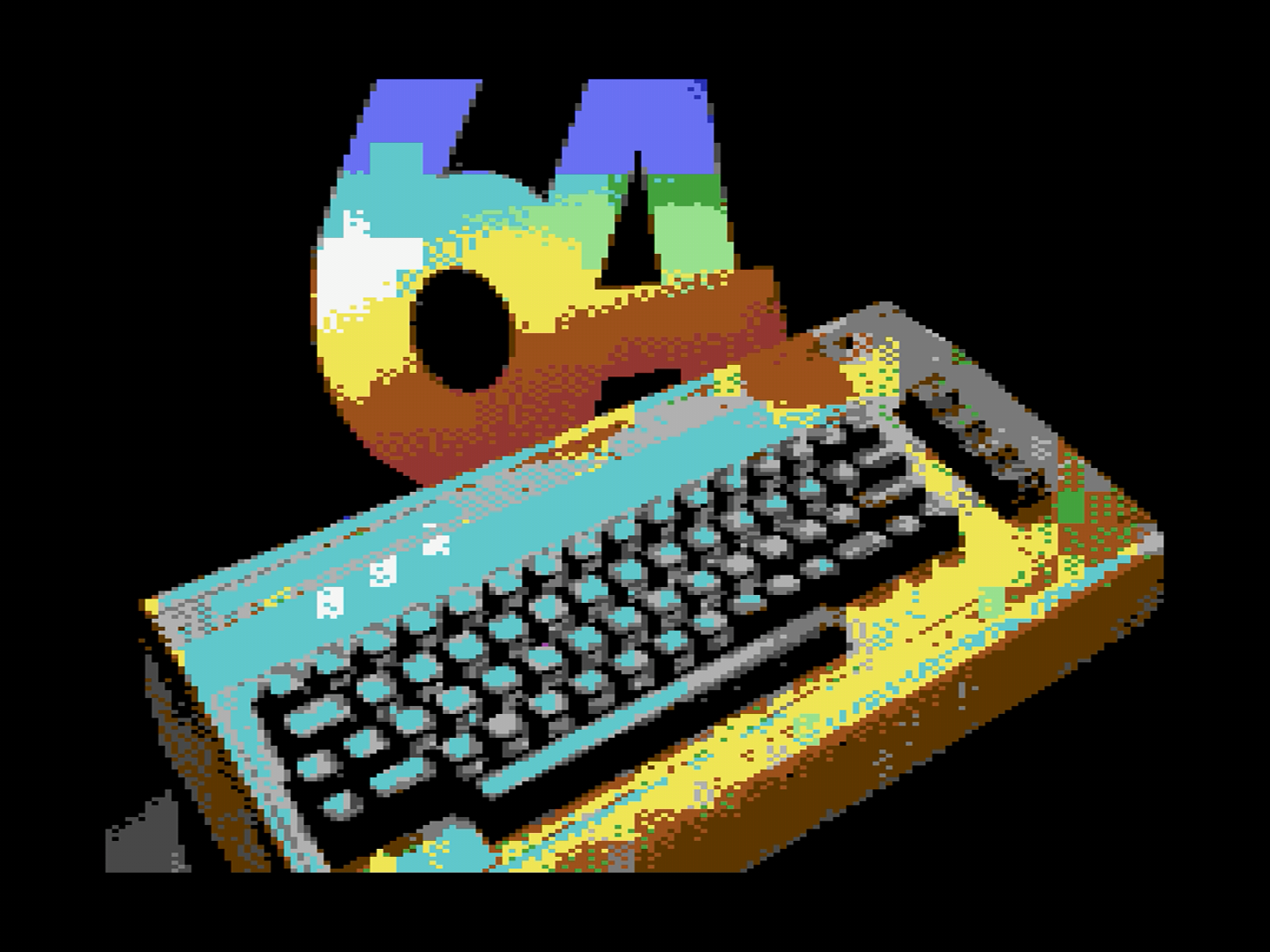 A directory of photographs, dithered into the sixteen C64 colors.